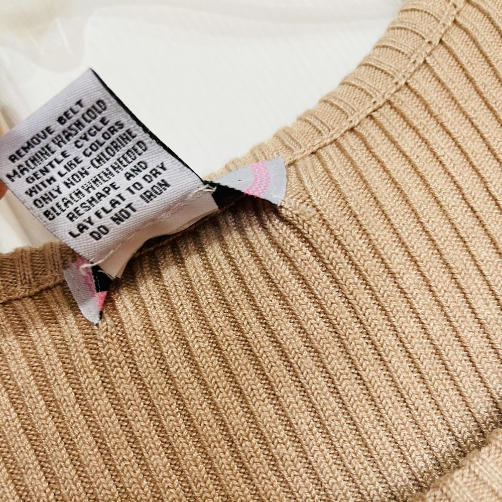 FREE w purchase knit skater dress, 3/4 sleeves, knee length, taupe color, pullon - Picture 11 of 12